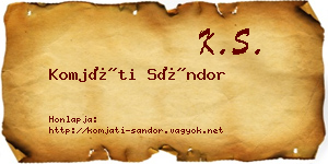 Komjáti Sándor névjegykártya
